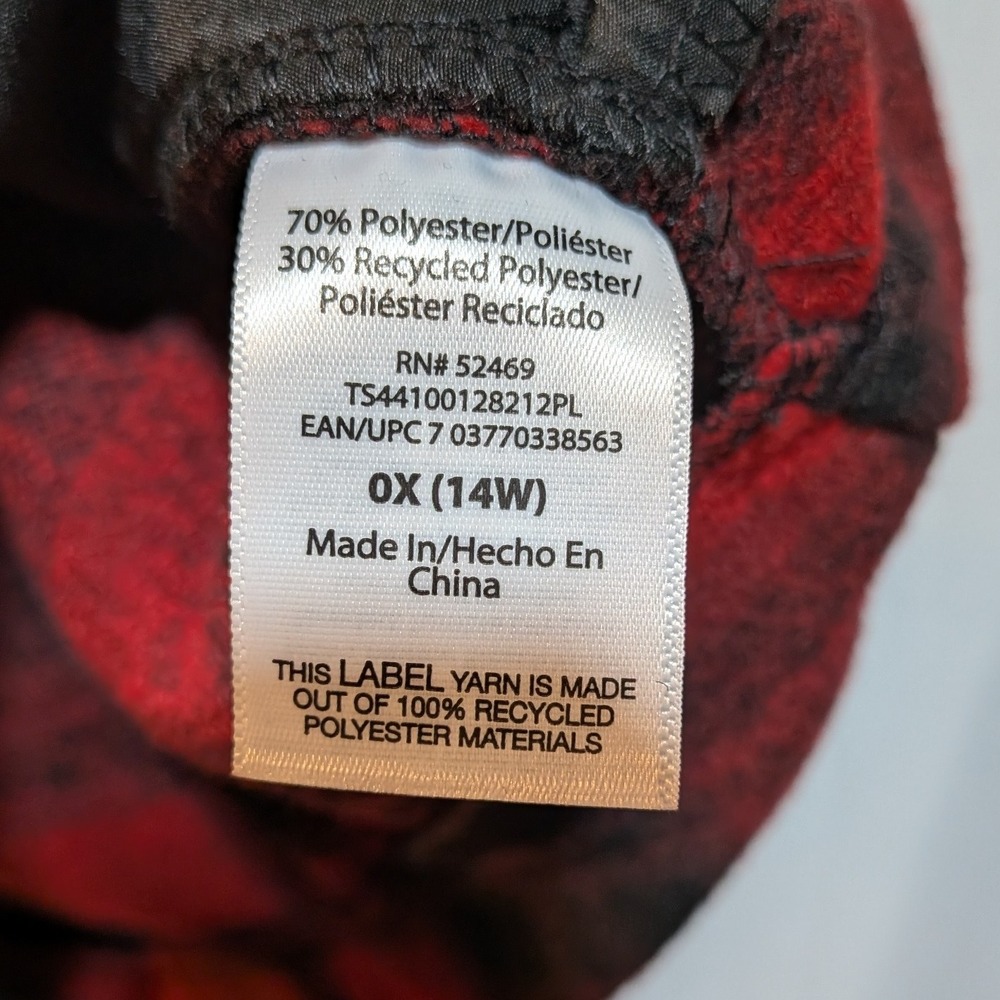 Western Cowgirl Lumberjack Farm Barn Coat Red Black Plaid Oversized 14W Shacket - Picture 9 of 10